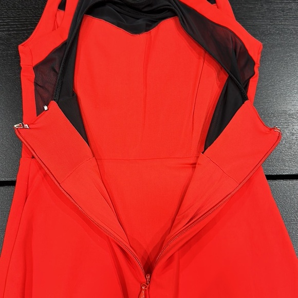 Bebe Red Bodycon Mini Dress with Mesh Inserts - XS - Picture 6 of 12